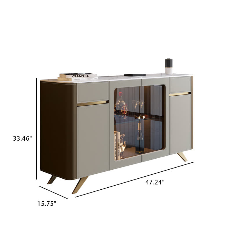 Saddle Leather Glass Display Sideboard - image 11