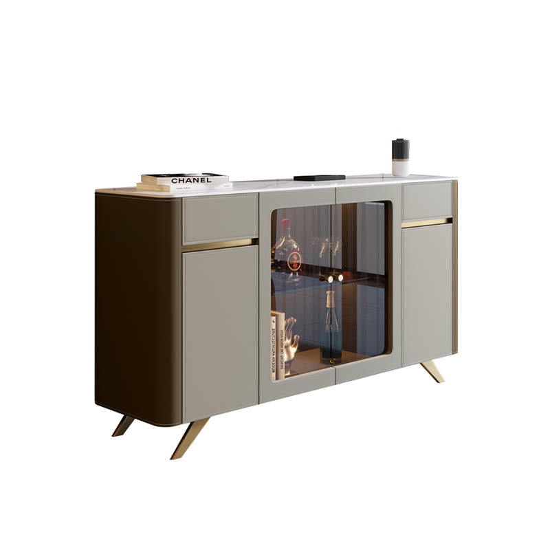 Saddle Leather Glass Display Sideboard