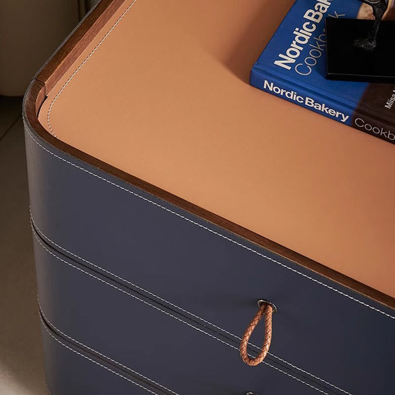 Luxurious Saddle Leather Solid Wood Nightstand - image 4