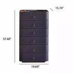 Luxurious Saddle Leather Solid Wood Nightstand - 2x Blue - 6 Drawers - image 11