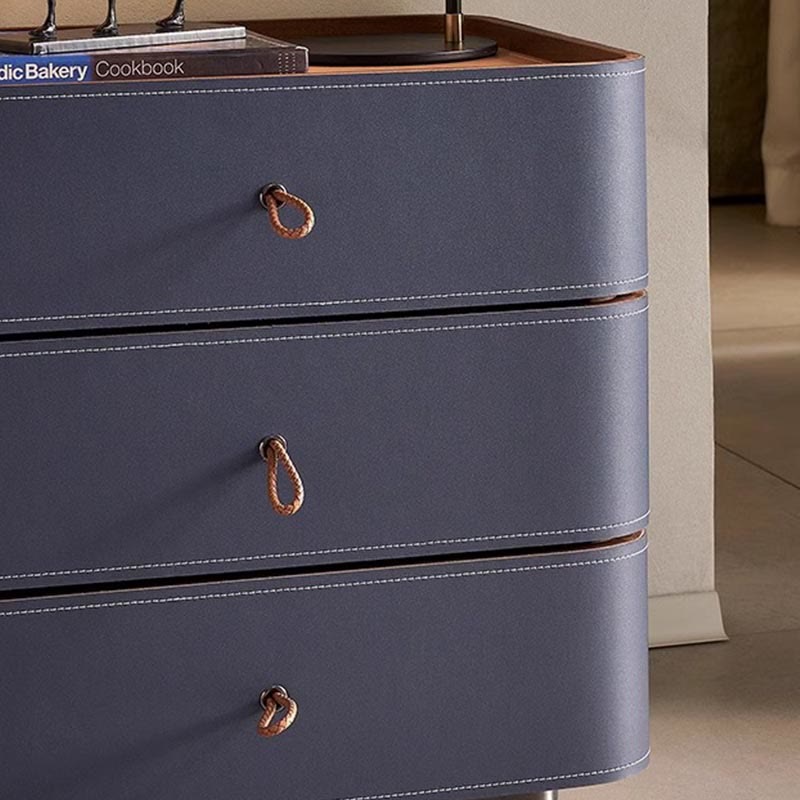 Luxurious Saddle Leather Solid Wood Nightstand - image 5