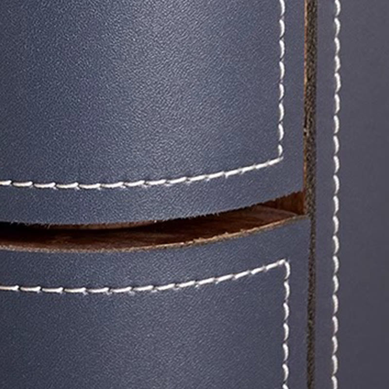 Luxurious Saddle Leather Solid Wood Nightstand