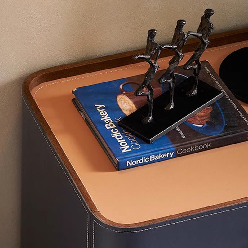 Luxurious Saddle Leather Solid Wood Nightstand - image 3
