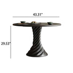 Black Mid-century Round Solid Wood Dining Table - image 10