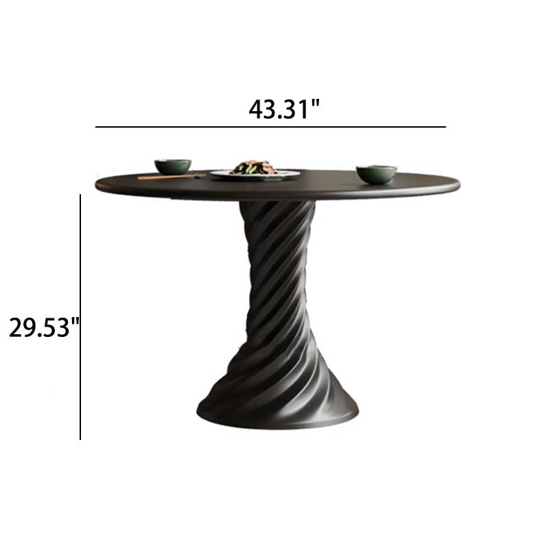 Black Mid-century Round Solid Wood Dining Table - image 10