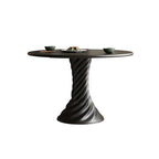 Black Mid-century Round Solid Wood Dining Table - image 1