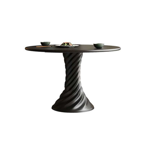 Black Mid-century Round Solid Wood Dining Table - image 1