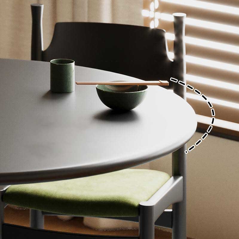 Black Mid-century Round Solid Wood Dining Table - image 5