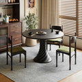 Black Mid-century Round Solid Wood Dining Table