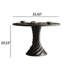 Black Mid-century Round Solid Wood Dining Table - image 8