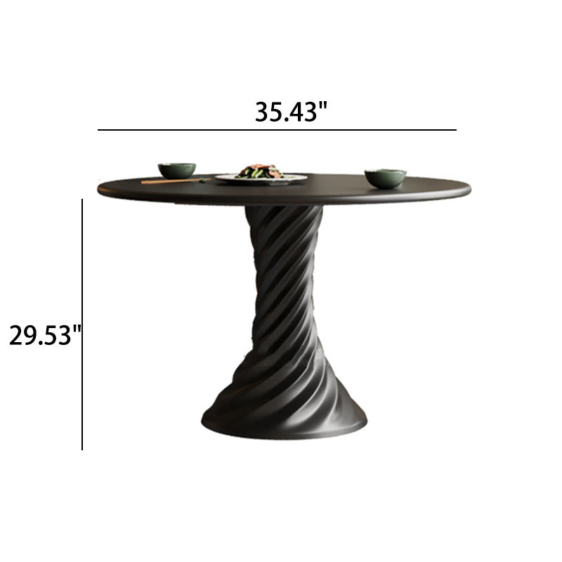 Black Mid-century Round Solid Wood Dining Table - image 8