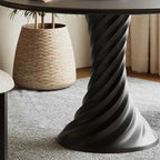 Black Mid-century Round Solid Wood Dining Table - image 4