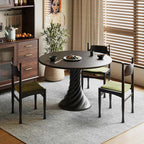Black Mid-century Round Solid Wood Dining Table - W43.31" x D43.31" x H29.53" - image 0
