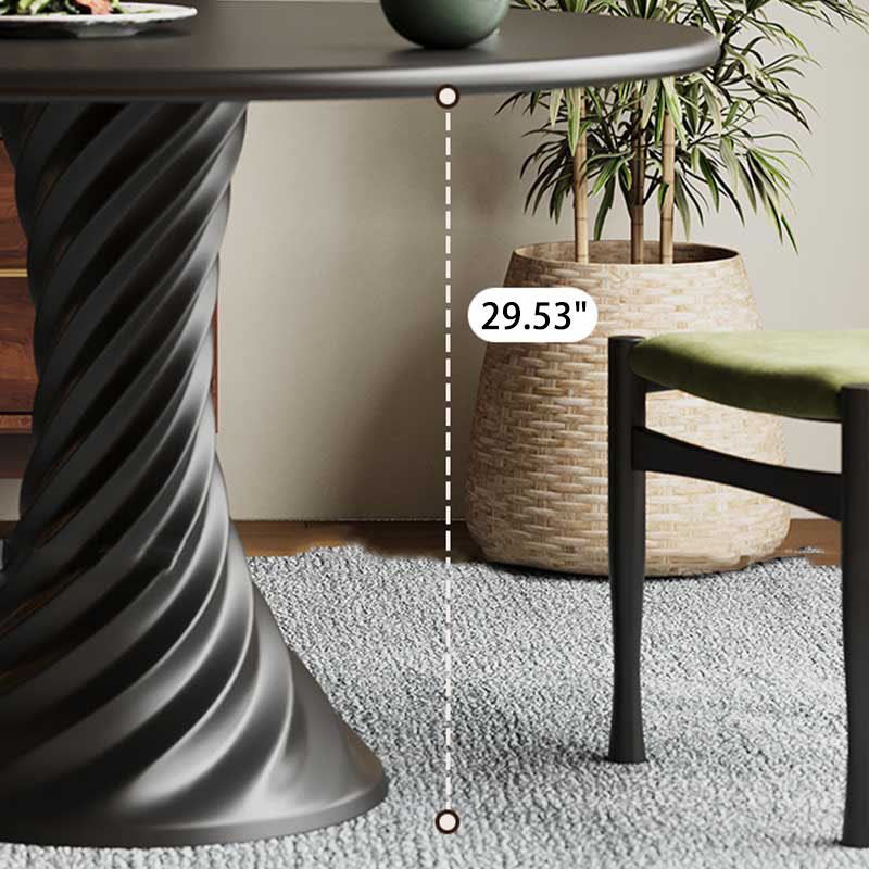 Black Mid-century Round Solid Wood Dining Table - image 6