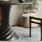 Black Mid-century Round Solid Wood Dining Table - image 6