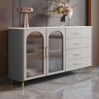 Saddle Leather Storage Sideboard With Glass Door - Grey - image 9