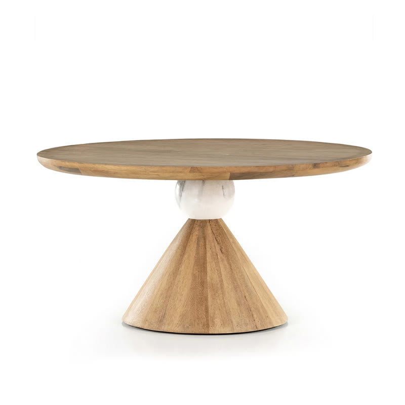 Mid-century Solid Wood Color Round Dining Table