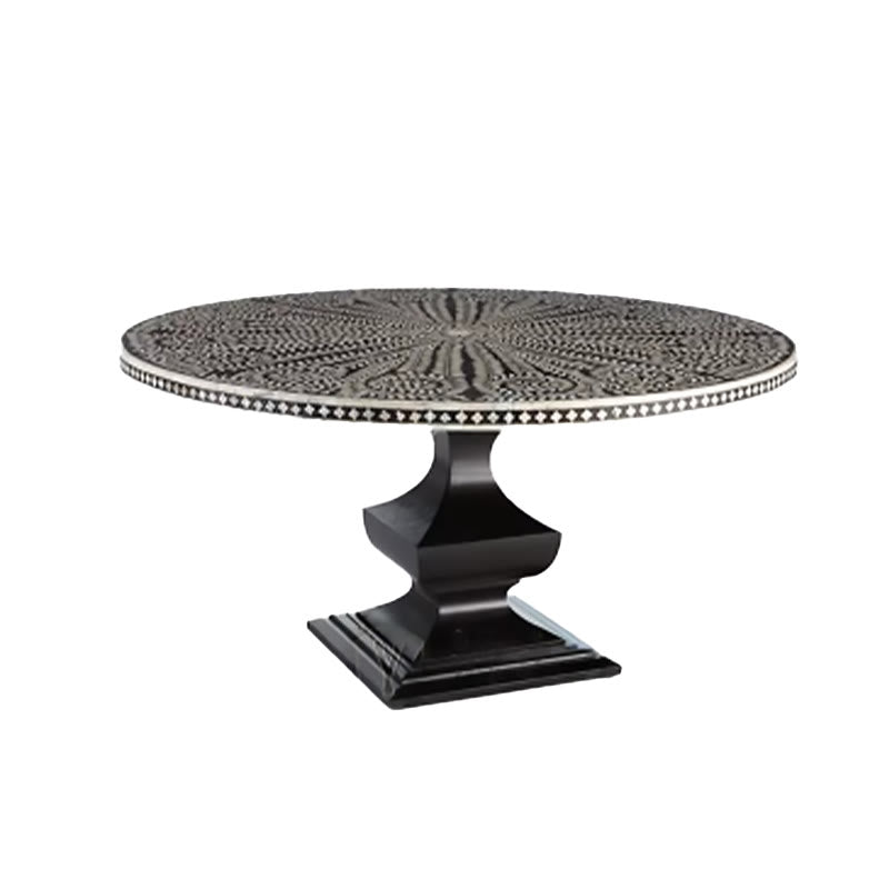 Black Painted Solid Wood Round Dining Table - image 1