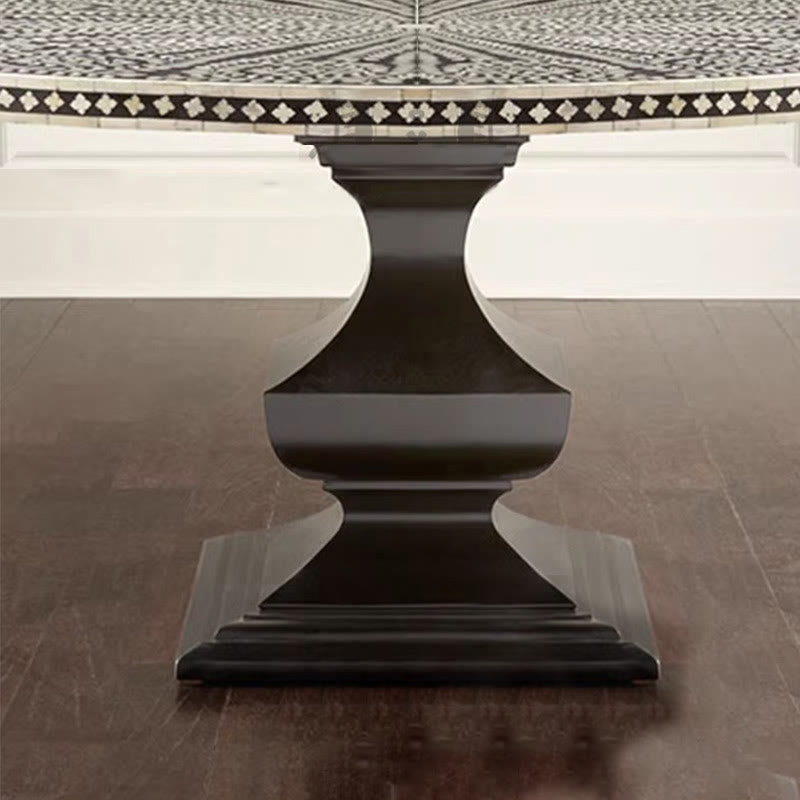 Black Painted Solid Wood Round Dining Table