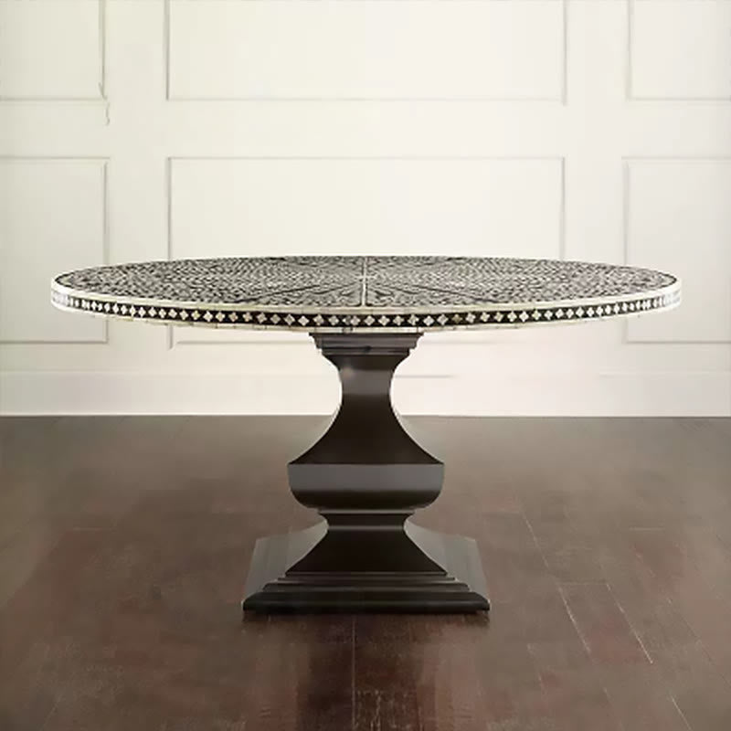 Black Painted Solid Wood Round Dining Table