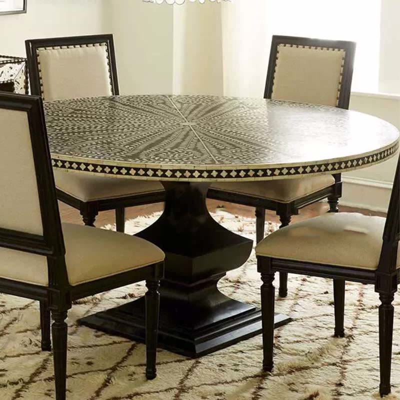 Black Painted Solid Wood Round Dining Table