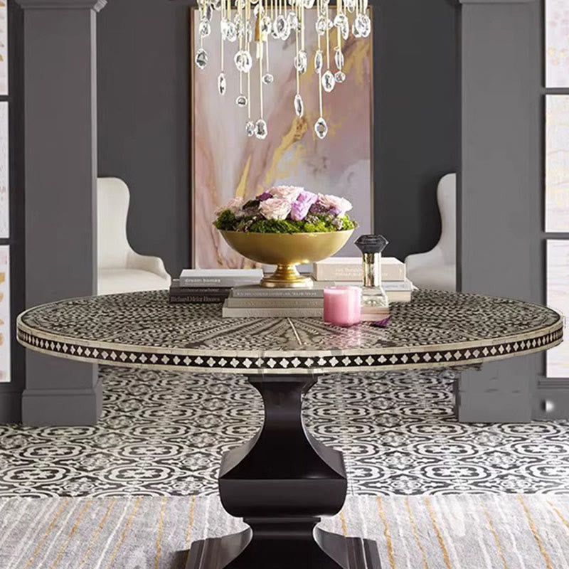 Black Painted Solid Wood Round Dining Table - image 3