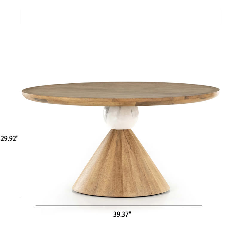 Mid-century Solid Wood Color Round Dining Table