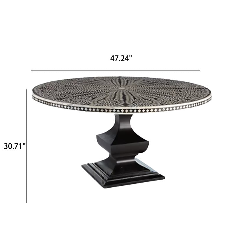 Black Painted Solid Wood Round Dining Table