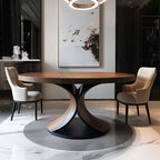 Solid Wood Round Mid-century Walnut Kitchen Room Dining Table - image 3