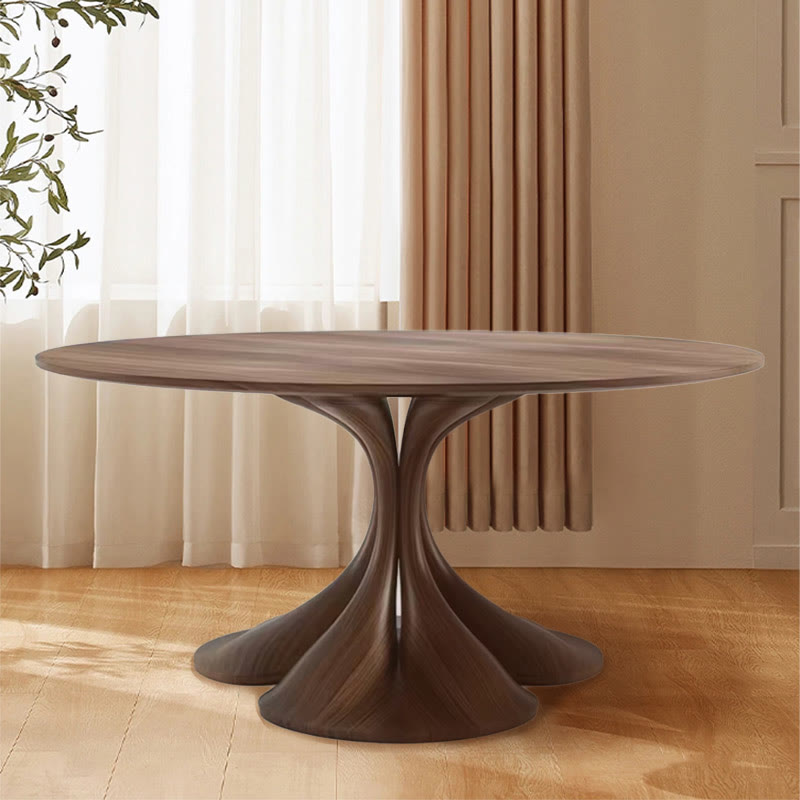 Mid-century Walnut Small Round Dining Table - Walnut - image 0