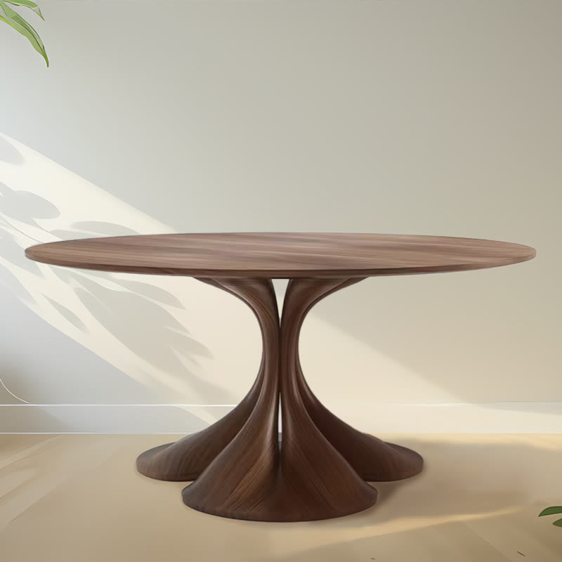 Mid-century Walnut Small Round Dining Table