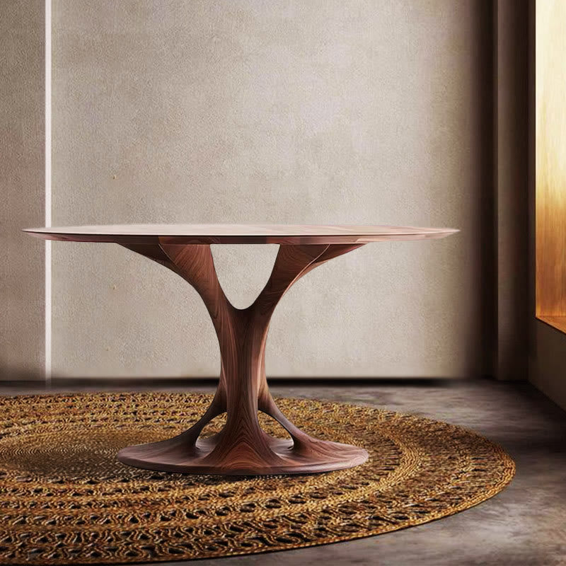 Walnut Retro Small Size Round Dining Table - image 2