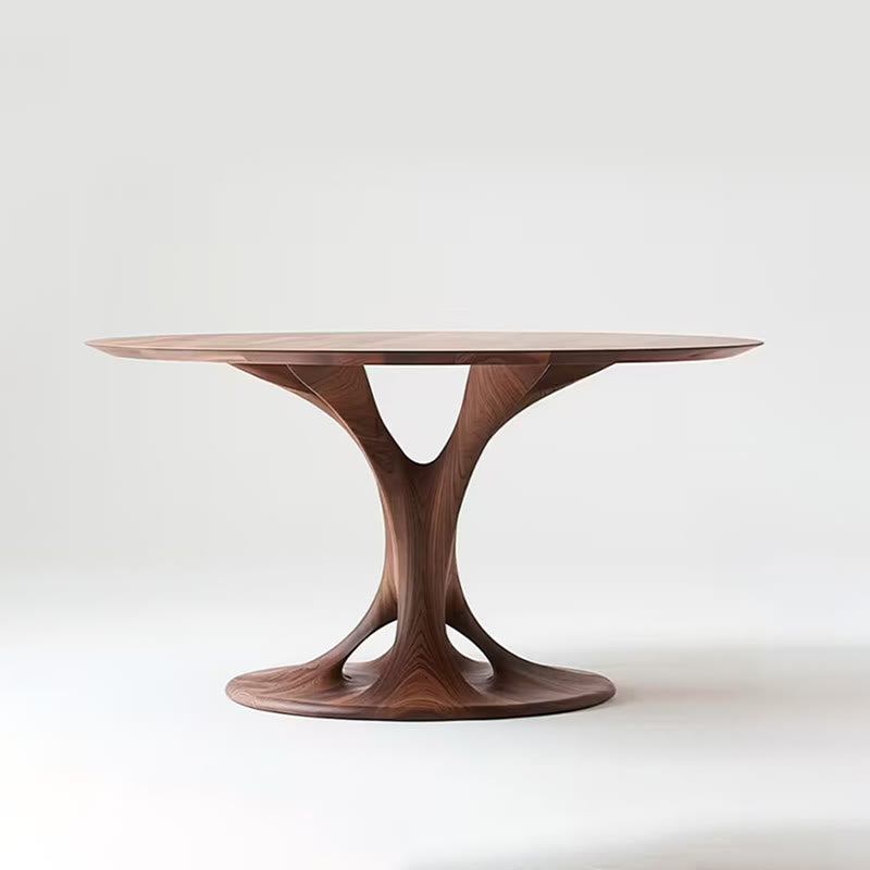 Walnut Retro Small Size Round Dining Table - image 1