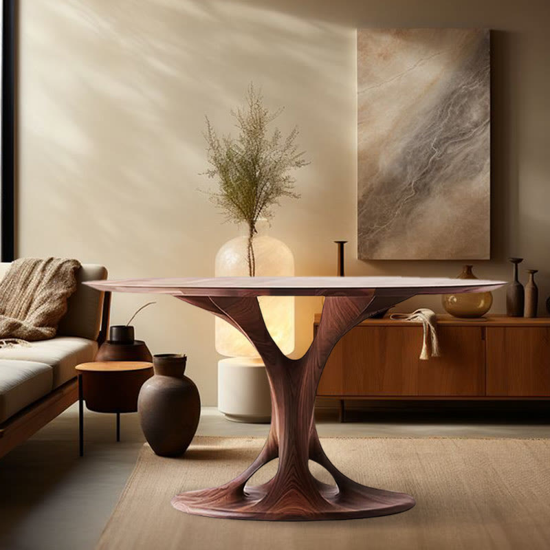 Walnut Retro Small Size Round Dining Table - Walnut - image 0