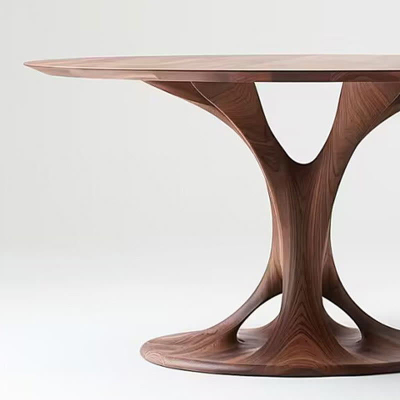 Walnut Retro Small Size Round Dining Table