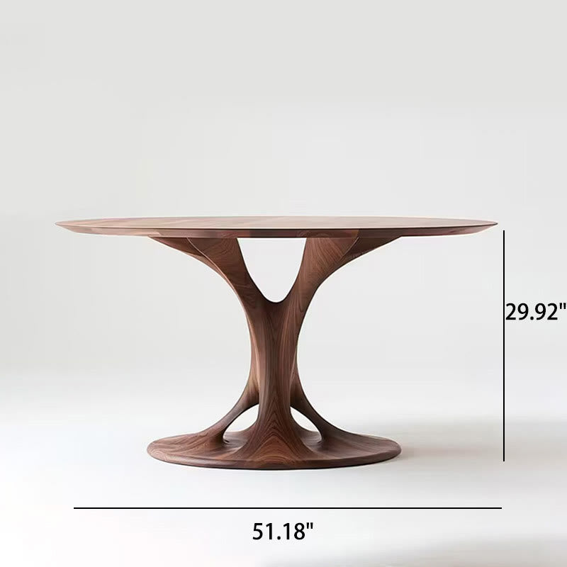 Walnut Retro Small Size Round Dining Table