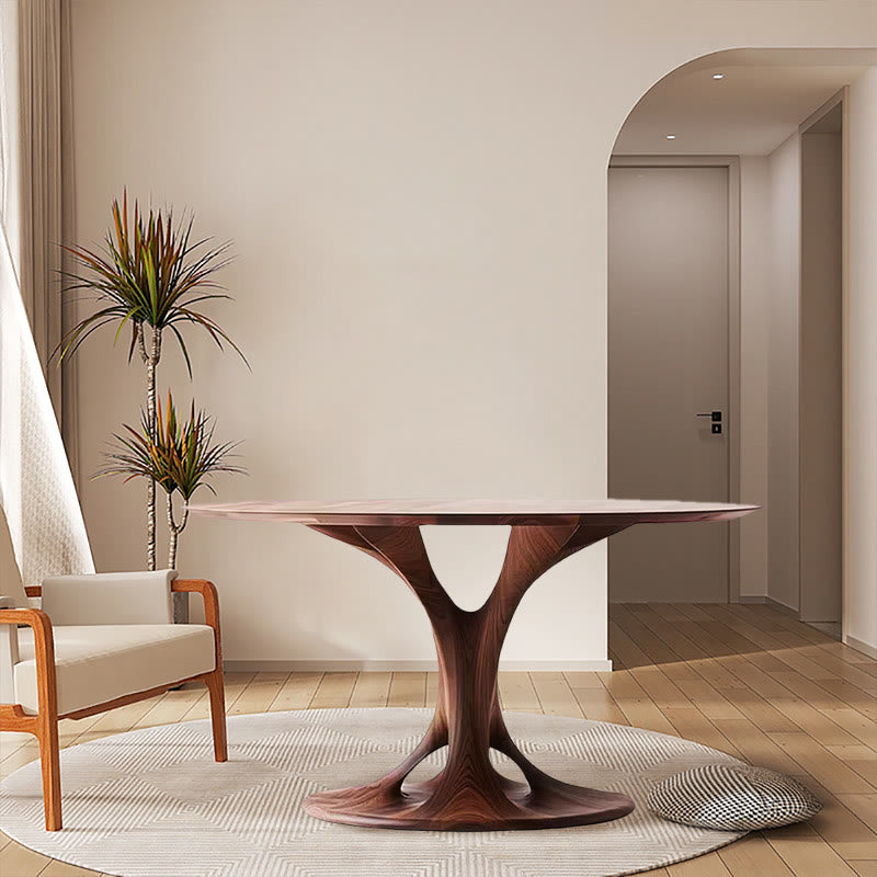 Walnut Retro Small Size Round Dining Table - image 3