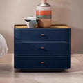 Blue Saddle Leather Square Solid Wood Nightstand - 2xBlue - image 0