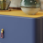 Modern Saddle Leather Three Drawer Nightstand - image 3
