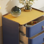 Modern Saddle Leather Three Drawer Nightstand - image 2