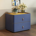 Modern Saddle Leather Three Drawer Nightstand - 2xBlue - image 0