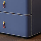 Modern Saddle Leather Three Drawer Nightstand - image 4