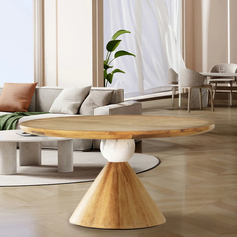 Mid-century Solid Wood Color Round Dining Table - image 4