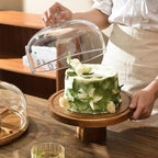 Wooden Transparent Stand Tray Dessert Plate  - image 2