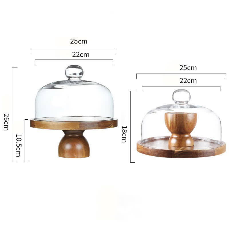 Wooden Transparent Stand Tray Dessert Plate  - image 4