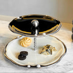 Multi-layer Ceramics Table Cupcake Stand - Black and white - Ceramic - 10.04" W x 10.04" L x 5.71"H - image 4