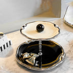 Multi-layer Ceramics Table Cupcake Stand - Black and white - Ceramic - 8.07" W x 8.07" L x 5.71"H  - image 6