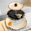 Multi-layer Ceramics Table Cupcake Stand - Black and white - Ceramic - 10.04" W x 10.04" L x 10.04"H  - image 1