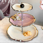 Multi-layer Ceramics Table Cupcake Stand - Purple and white - Ceramic - 10.04" W x 10.04" L x 10.04"H  - image 8