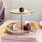 Multi-layer Ceramics Table Cupcake Stand - Purple and white - Ceramic - 8.07" W x 8.07" L x 5.71"H  - image 13